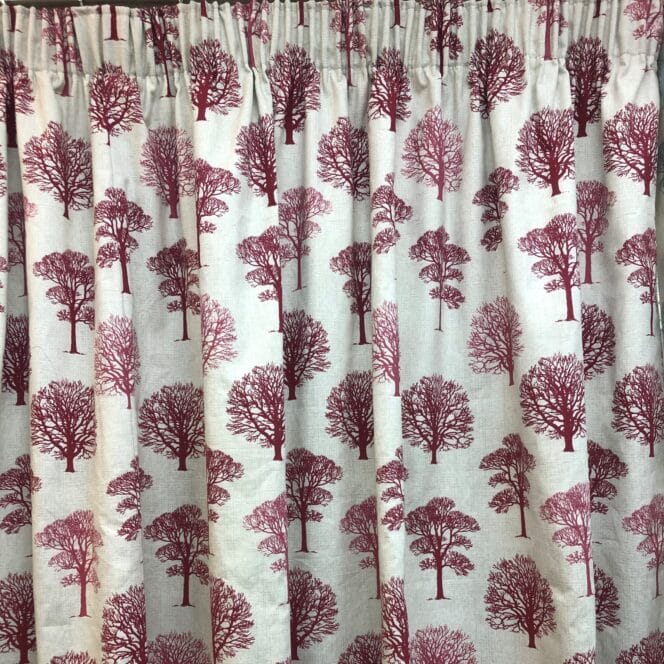 Autumn Trees Red Curtains