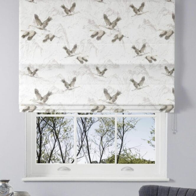 Laura Ashley Animalia Embroidered Silver Roman Blind