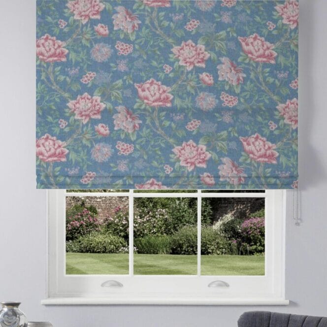 Laura Ashley Tapestry Floral Dusky Seaspray Roman Blind