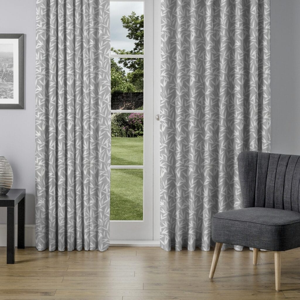 Laura Ashley Willow Leaf Chenille Steel Curtains