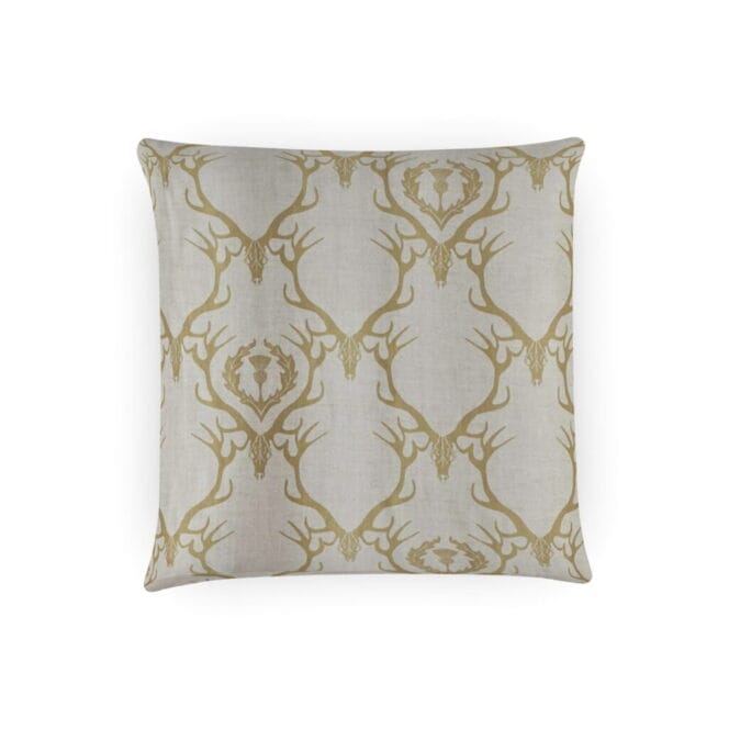 Barneby Gates Deer Damask Gold Cushion