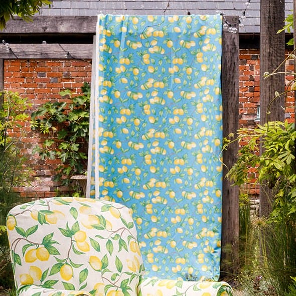 Barneby Gates Capri Lemon Azure Blue Curtains