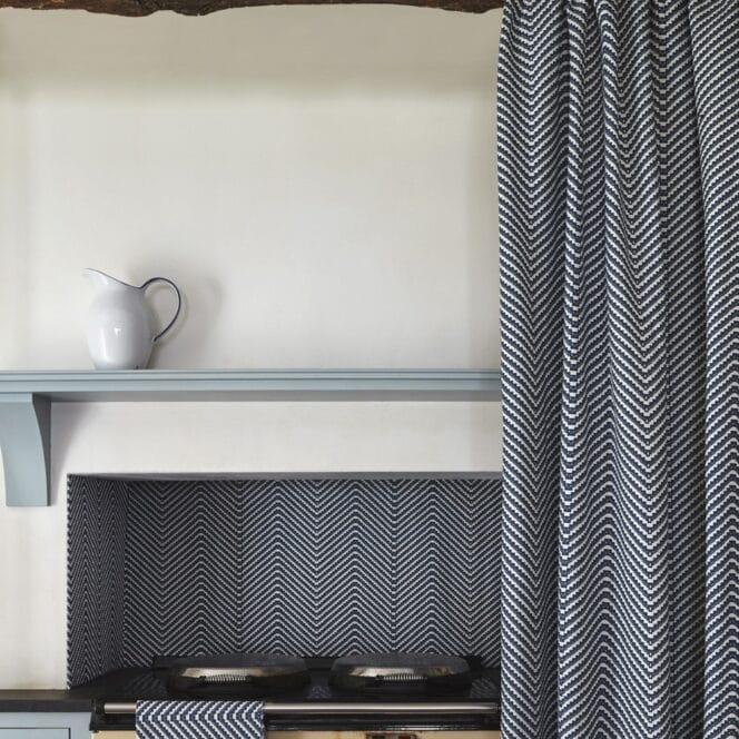 Barneby Gates Chevron Ink Blue Curtains