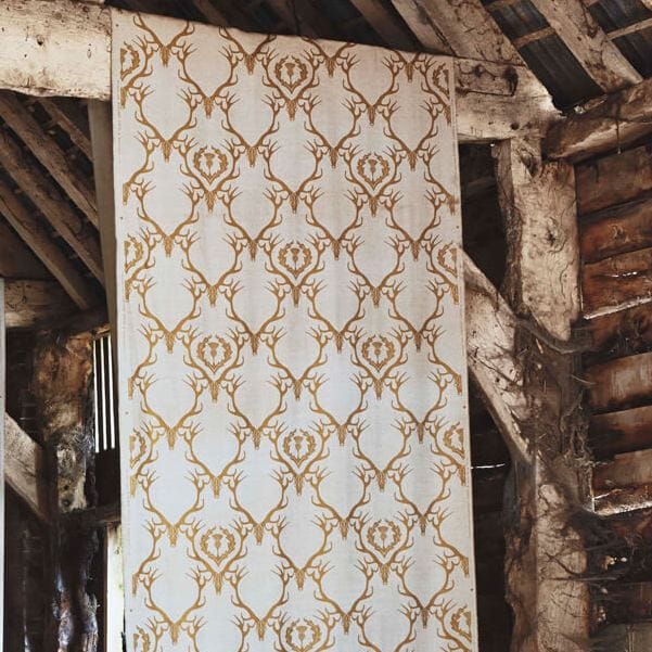 Barneby Gates Deer Damask Gold Curtains
