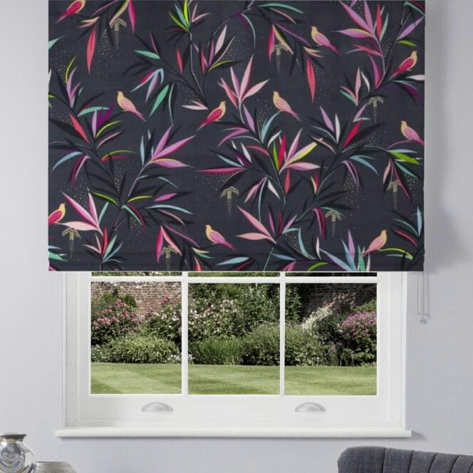 Sara Miller Bamboo Velvet Smokey Blue Roman Blind