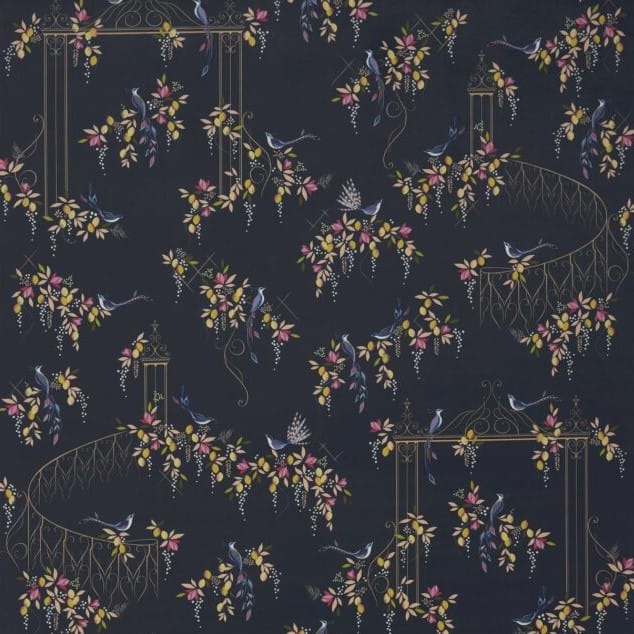 Sara Miller Bird and Gate Velvet Deep Navy Cushion