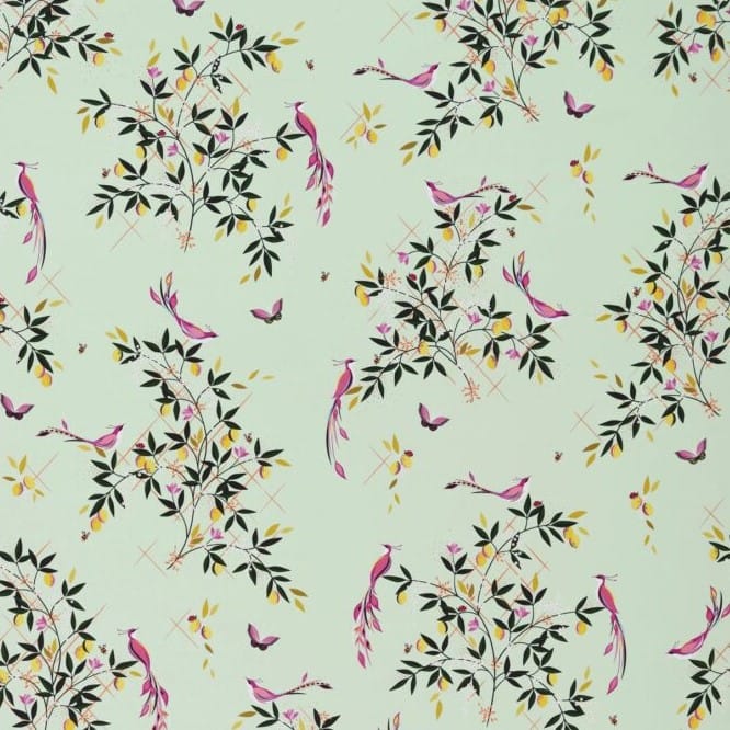 Sara Miller Birds and Trellis Sateen Duckegg Roman Blind