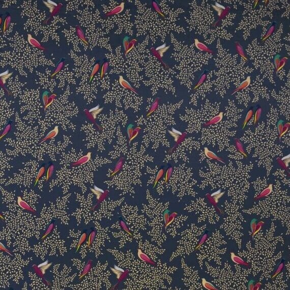 Sara Miller Deep Navy Birds Velvet Cushion