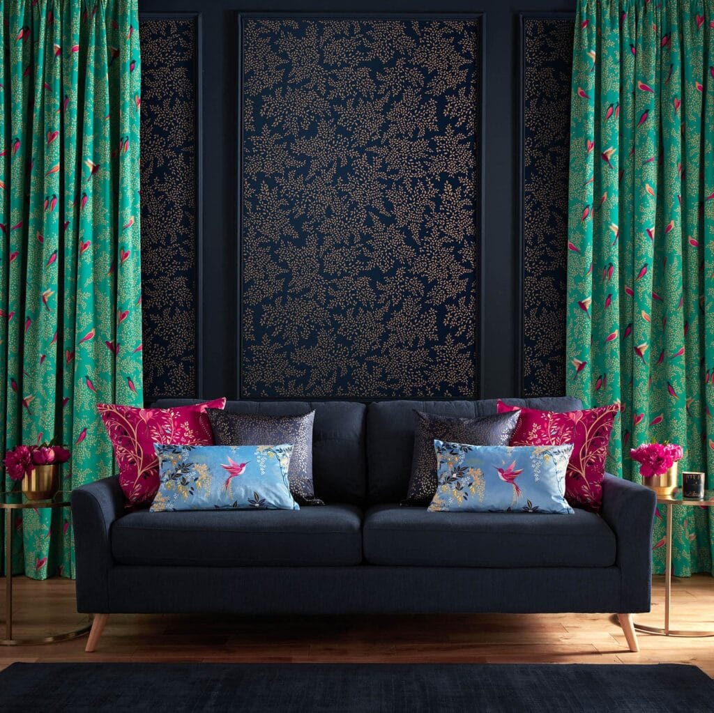 Sara Miller Green Bird Sateen Curtains
