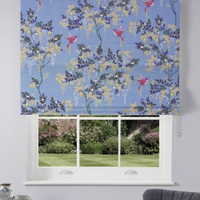 Sara Miller Hummingbird Cornflower Blue Roman Blind