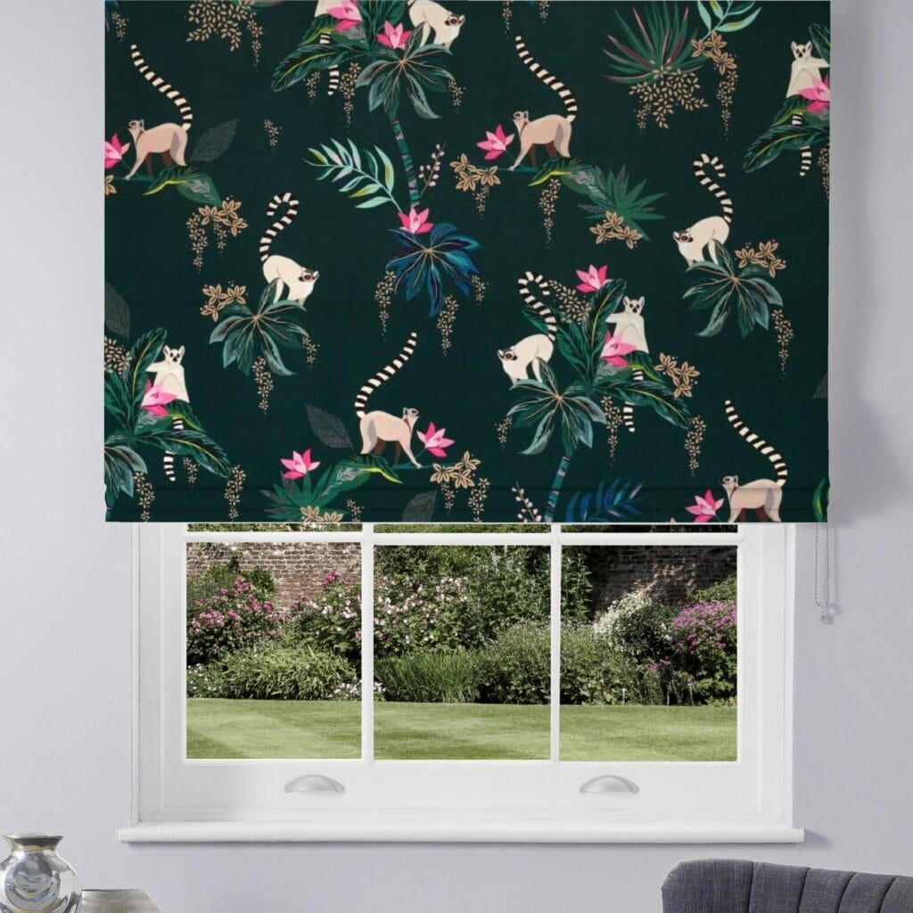 Sara Miller Lemur Velvet Forest Green Roman Blind