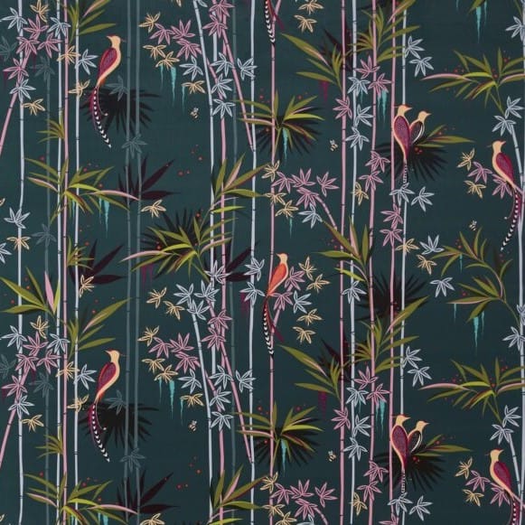 Sara Miller Linear Bamboo Velvet Dark Green Cushion