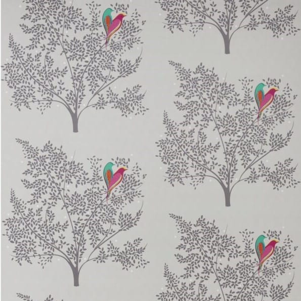 Sara Miller Love Birds Velvet Pale Grey Cushion