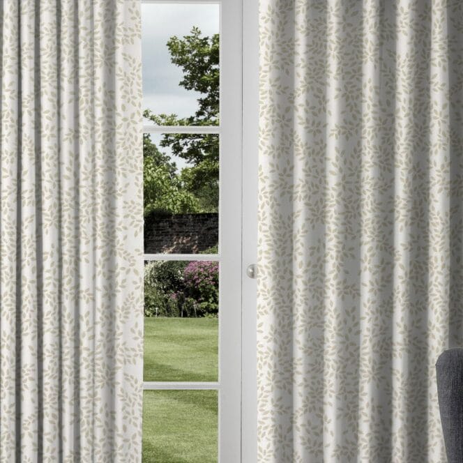Sara Miller Metallic Leaves Oyster Curtains