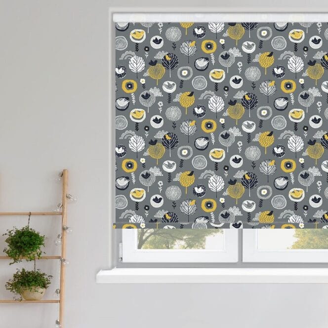 Scandi Birdsong Midnight Roller Blind