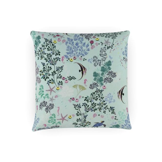 Sara Miller Underwater Sateen Aqua Cushion