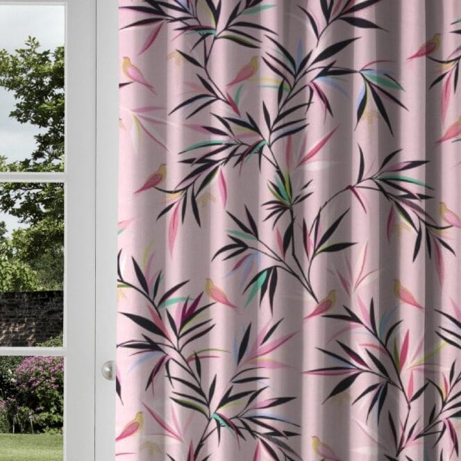 Sara Miller Bamboo Velvet Soft Pink Curtains