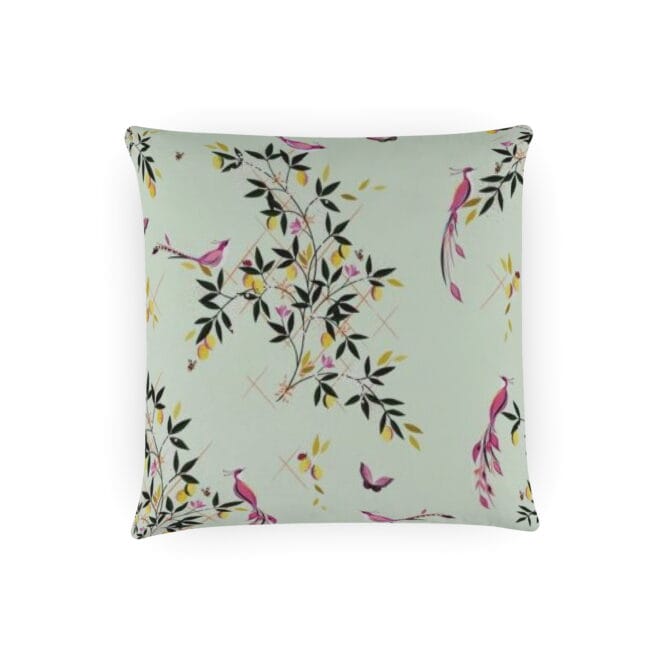Sara Miller Bird and Trellis Sateen Duckegg Cushion