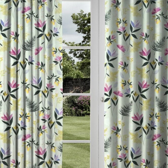 Sara Miller Orchard Floral Sateen Duckegg Curtains