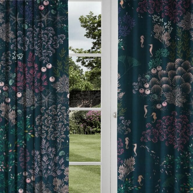 Sara Miller Underwater Velvet Midnight Curtains
