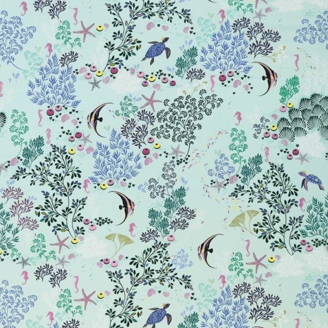Sara Miller Underwater Sateen Aqua Roman Blind