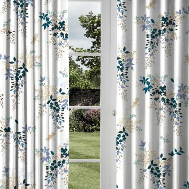 Sara Miller Wisteria Sateen White Curtains