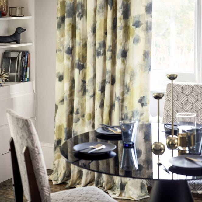 Harlequin Exuberance Ochre Charcoal Curtain