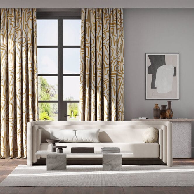 Harlequin Melodic French Ochre Paper Lantern Curtain