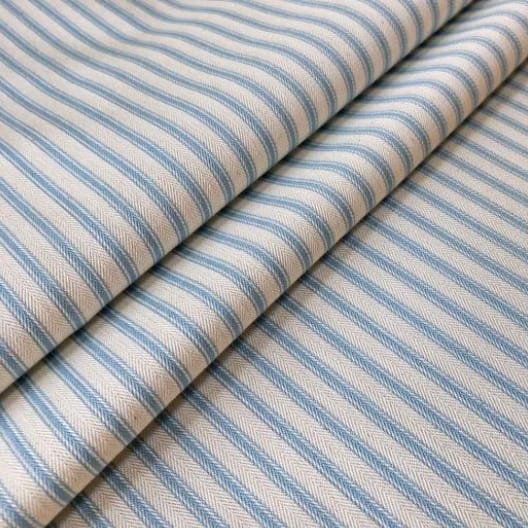 Ian Mankin Skinny Ticking Stripe Sky Roman Blind
