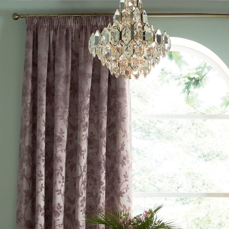 Laura Ashley Eglantine Silhouette Woven Mulberry Curtains