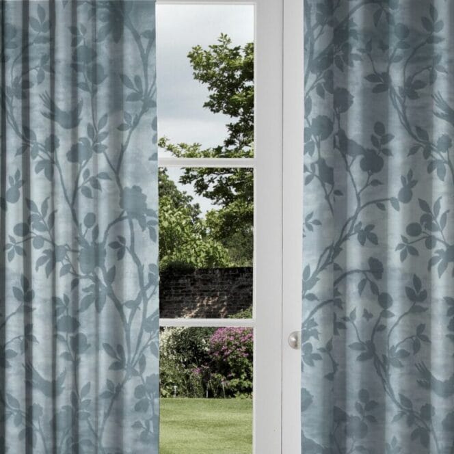 Laura Ashley Eglantine Silhouette Woven Seaspray Curtains