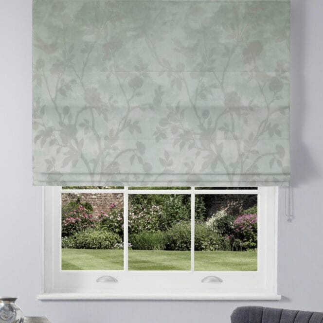 Laura Ashley Eglantine Silhouette Woven Smoke Green Roman Blind