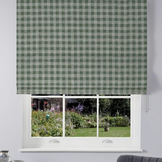 Laura Ashley Gingham Bottle Green Roman Blind