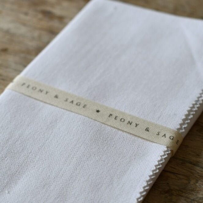 Chalk White Brushed Linen Peony & Sage Roman Blind