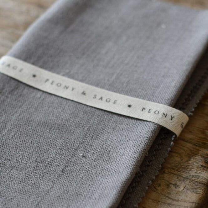 Dark Grey Brushed Linen Peony & Sage Roman Blind