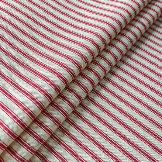 Ian Mankin Skinny Ticking Stripe Peony Roman Blind