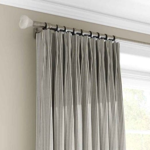 Ian Mankin Skinny Ticking Stripe Black Curtains