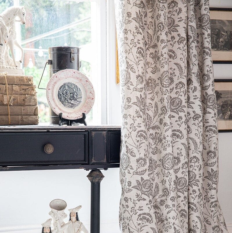 Cabbages & Roses Provence Toile Charcoal on Natural Curtains