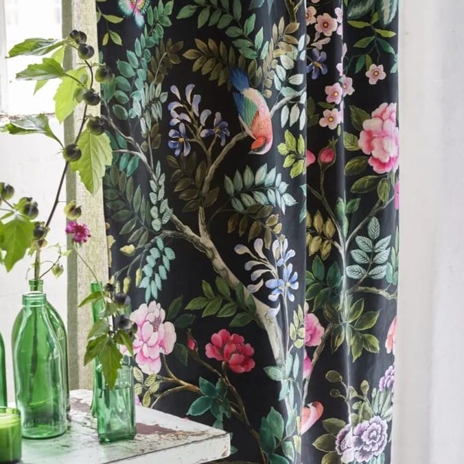 Designers Guild Porcelaine De Chine Velours Noir Curtain
