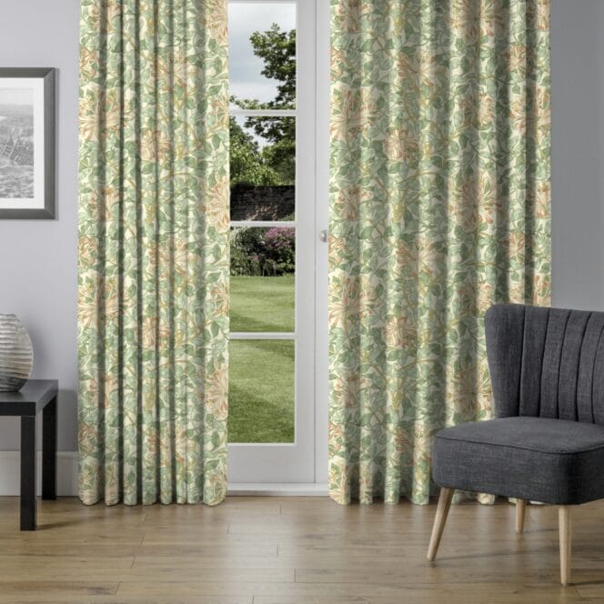 Morris & Co Honey Suckle Artichoke Plaster Curtains