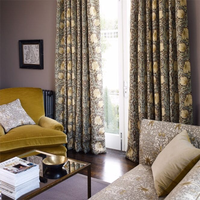 Morris & Co Pimpernel Bullrush Slate Curtains