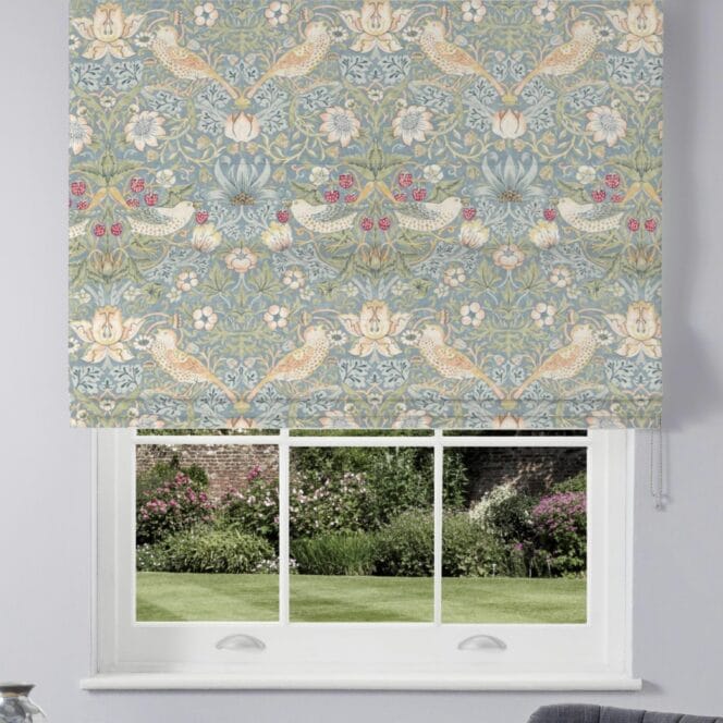 Morris & Co Morris Strawberry Thief Slate Vellum Roman Blind