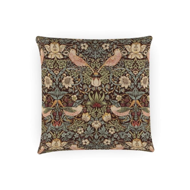 Morris & Co Strawberry Thief Chocolate Slate Cushion