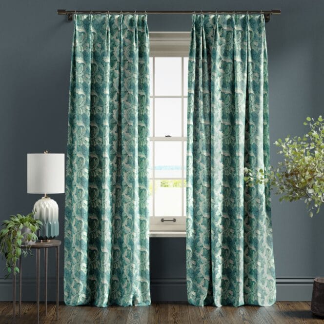 Mini Acanthus Teal Curtains