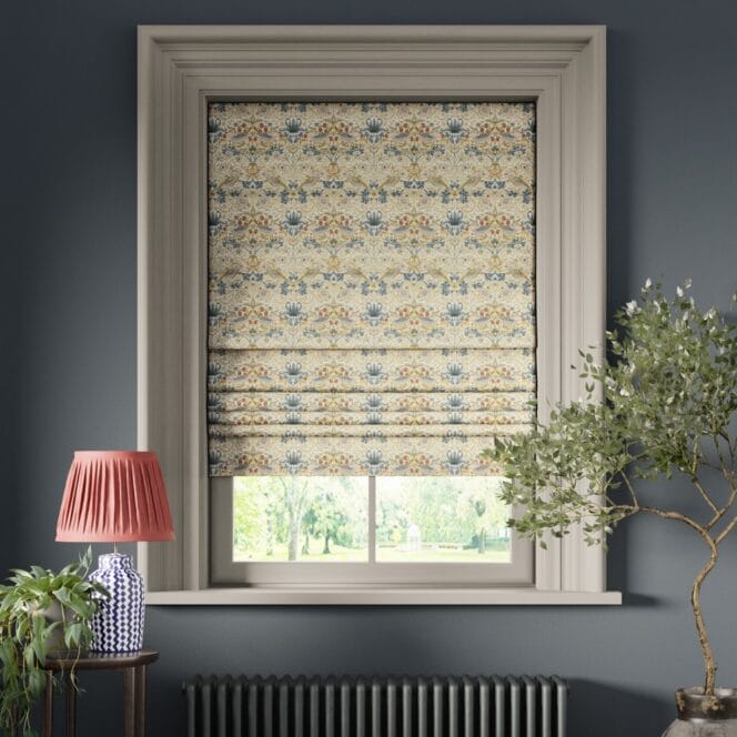Mini Strawberry Thief Linen Roman Blind