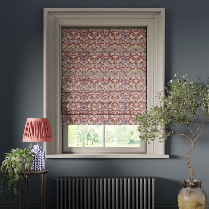Mini Strawberry Thief Plum Roman Blind