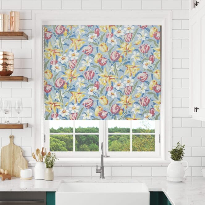 Laura Ashley Tulips China Blue Roman Blind