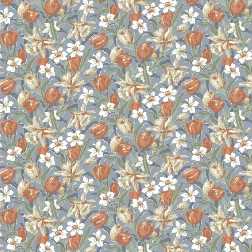 Laura Ashley Tulips Dusky Seaspray Roman Blind
