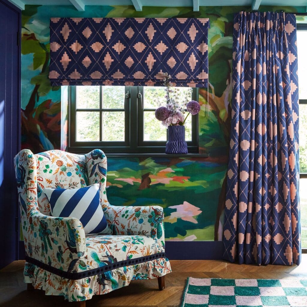 Sophie Robinson Garden Terrace Lapis Curtains
