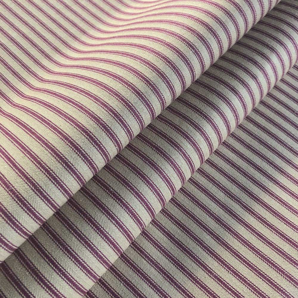 Ian Mankin Skinny Ticking Stripe Rustic Claret Roman Blind